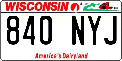 WI license plate 840NYJ