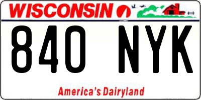 WI license plate 840NYK