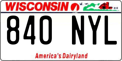 WI license plate 840NYL