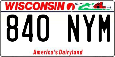WI license plate 840NYM