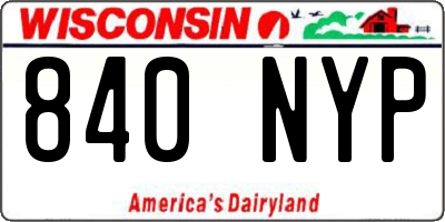WI license plate 840NYP