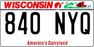 WI license plate 840NYQ
