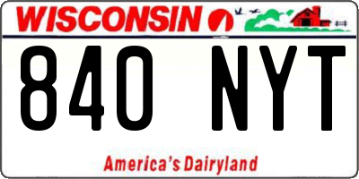 WI license plate 840NYT