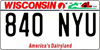 WI license plate 840NYU