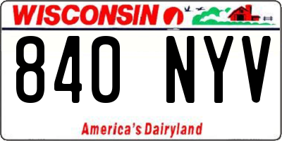 WI license plate 840NYV
