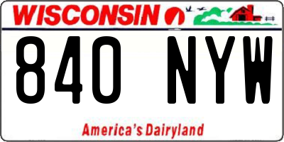 WI license plate 840NYW