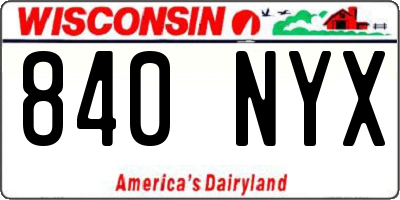 WI license plate 840NYX