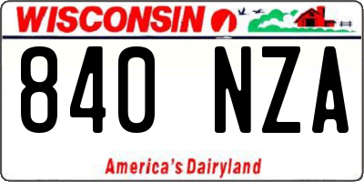 WI license plate 840NZA