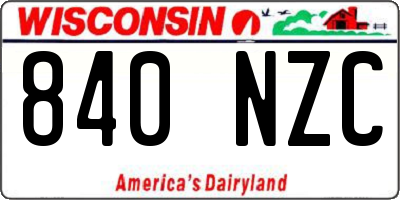 WI license plate 840NZC