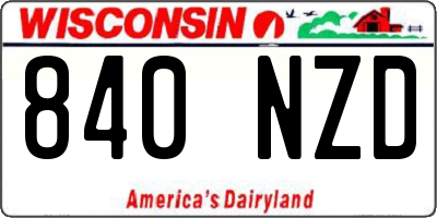 WI license plate 840NZD