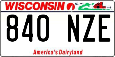 WI license plate 840NZE