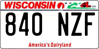 WI license plate 840NZF