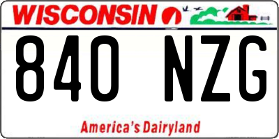 WI license plate 840NZG