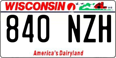 WI license plate 840NZH