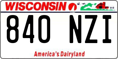 WI license plate 840NZI