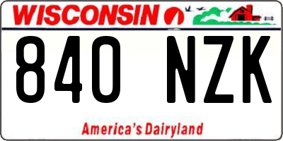WI license plate 840NZK
