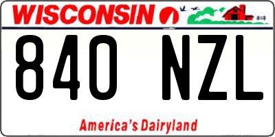 WI license plate 840NZL