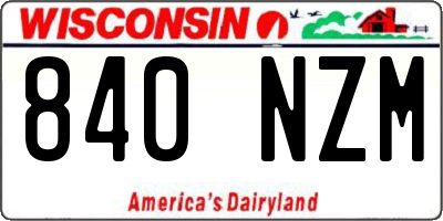 WI license plate 840NZM