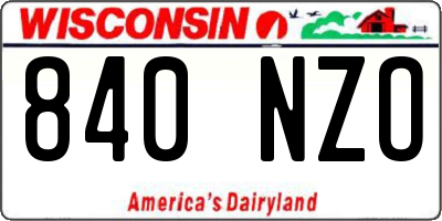 WI license plate 840NZO
