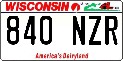 WI license plate 840NZR