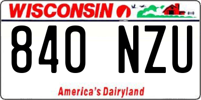 WI license plate 840NZU