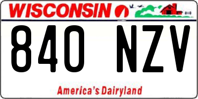 WI license plate 840NZV