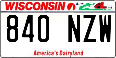 WI license plate 840NZW