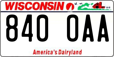 WI license plate 840OAA