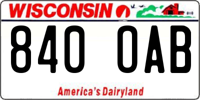 WI license plate 840OAB