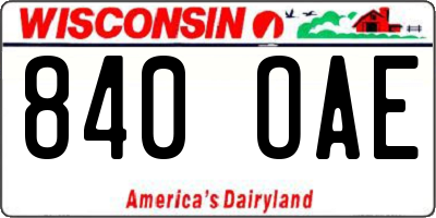 WI license plate 840OAE