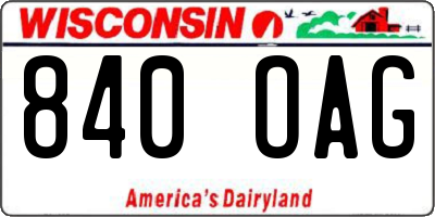 WI license plate 840OAG