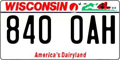 WI license plate 840OAH