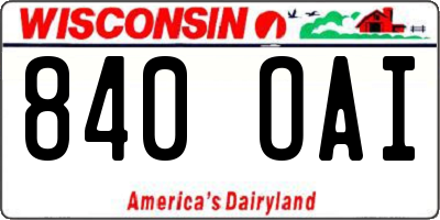 WI license plate 840OAI