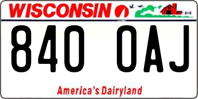 WI license plate 840OAJ