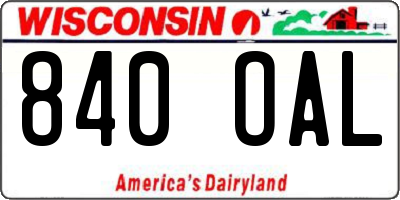 WI license plate 840OAL