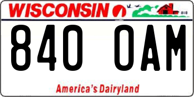 WI license plate 840OAM