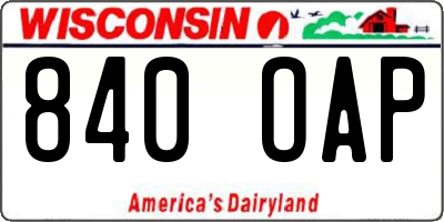 WI license plate 840OAP