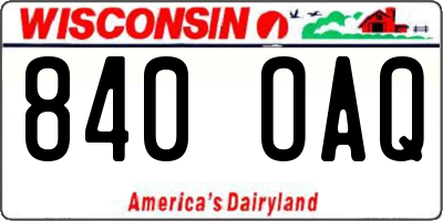 WI license plate 840OAQ