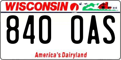 WI license plate 840OAS