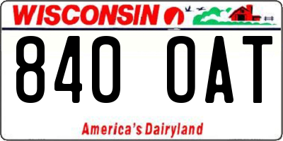 WI license plate 840OAT