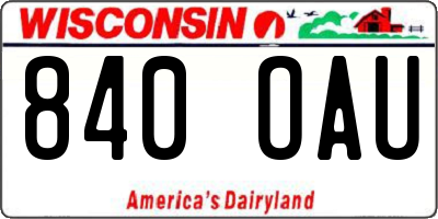 WI license plate 840OAU