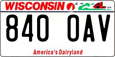 WI license plate 840OAV