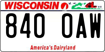 WI license plate 840OAW