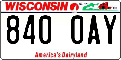 WI license plate 840OAY