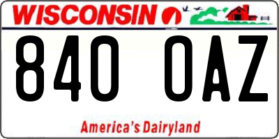 WI license plate 840OAZ