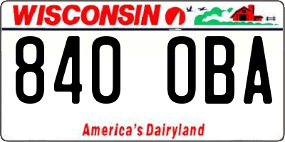 WI license plate 840OBA