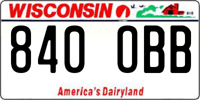 WI license plate 840OBB