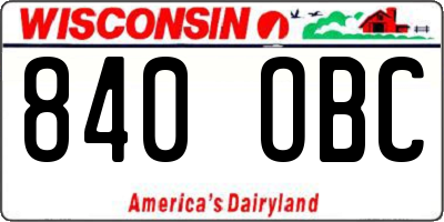 WI license plate 840OBC