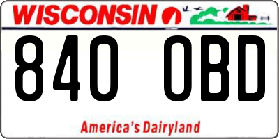 WI license plate 840OBD