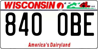 WI license plate 840OBE
